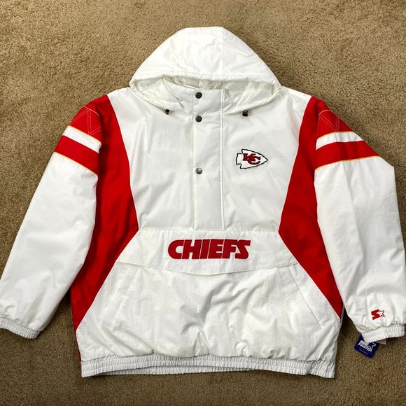 Kansas City Chiefs Jacket Starter Half Zip Hooded WHITE   XL - Picture 6 of 8